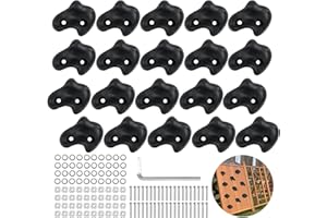 Mlijzard 20 Pack Rock Climbing Holds Extra Large for Kids and Adults, Polyethylene Climbing Rocks with Mounting Hardware, DIY Indoor Outdoor Playground Backyard Park Play Set (Light Black)