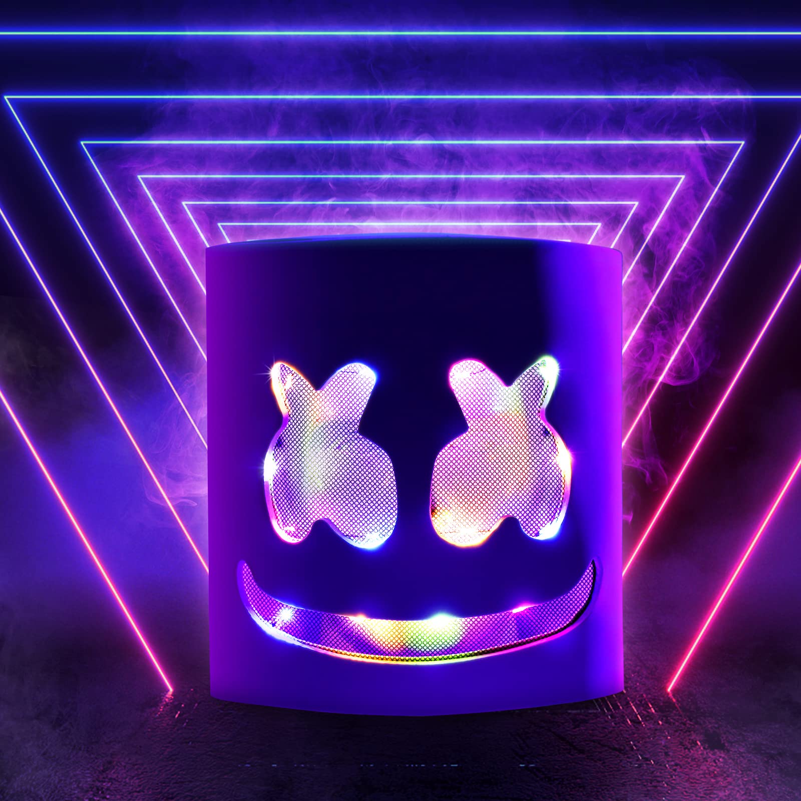 AENEY Music Festival LED Mask, Adult DJ Mask, Light Up Latex Helmet, Halloween Costume, Cosplay Party Props