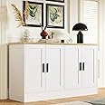 Anystyle 53.1“W White 4 Door Buffet Cabinet, Coffee Bar with Adjustable Shelf, Kitchen Sideboard for Living Room, Hallway