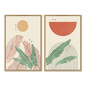 SIGNWIN 2 Piece Framed Canvas Wall Art Minimalism...