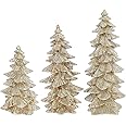 Raz Set of 3 Champagne Gold Glittered Christmas Trees- 6.5 inches to 9.5 inches Tall