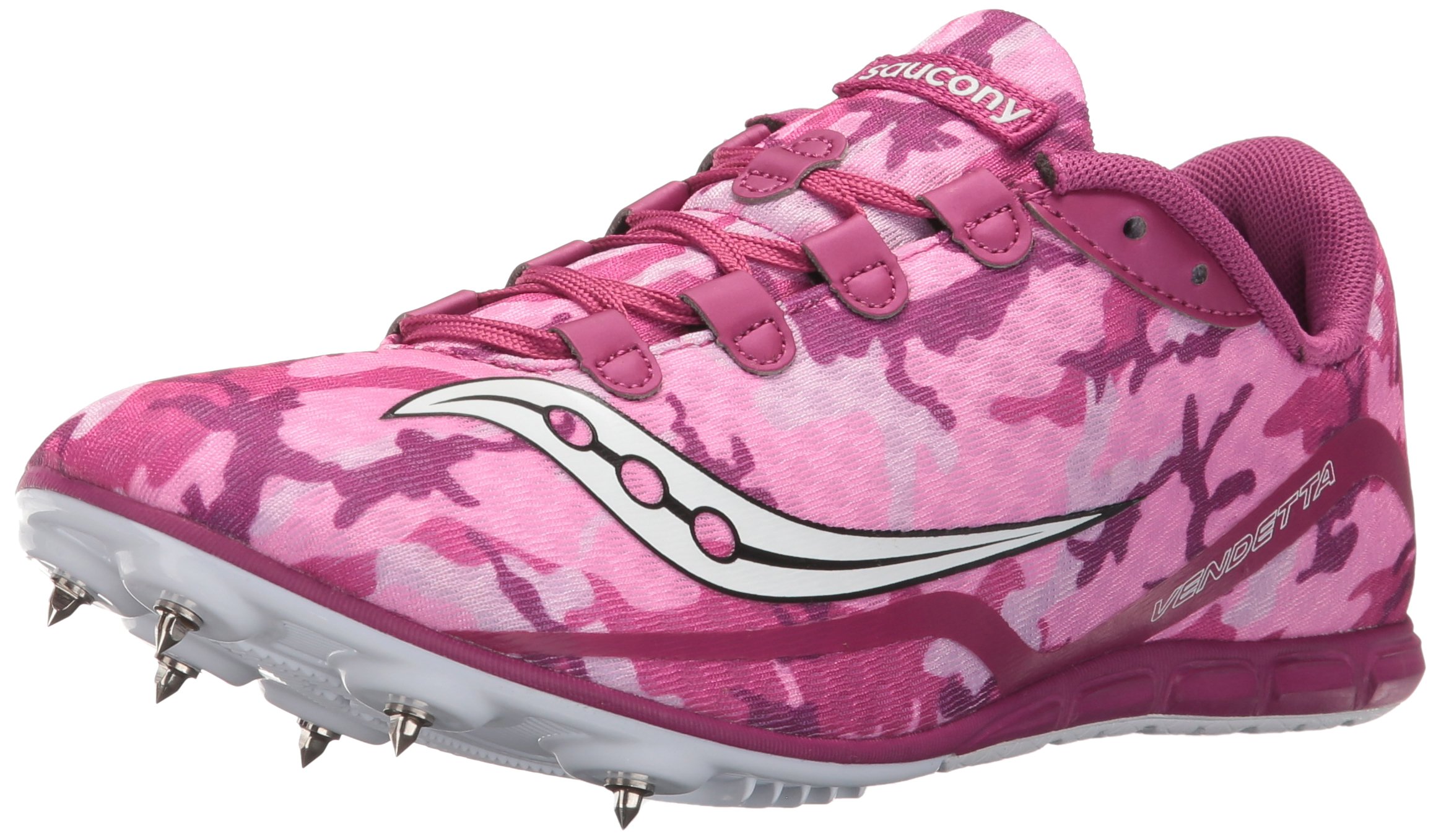 Saucony Women's Vendetta Track Shoe, Pink/White, 10