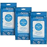 Dr. Brown's Bottle and Pacifier Healthy Wipes, Safely Clean Bottles, Baby Items, and Feeding Essentials, Hypoallergenic, 40 count, 3-Pack (Packaging May Vary)