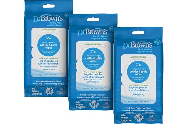 Dr. Brown's Healthy Wipes Pacifier and Bottle Wipes 40-Count, 3 Pack