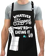 LINEN CLOSET BBQ Apron for Men Funny Grilling Apron with 2 Pockets, Polycotton