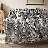 SLEEP ZONE Weighted Blankets for Adults - Chunky Knit Blanket, Cotton Hand Made Heavy Blankets, Cooling Weighted Blanket - Breathable, Machine Washable (Grey, 22 lbs, 80"x90")