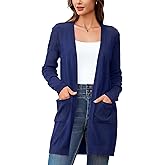 BB&KK Cardigan Sweaters for Women Knit Ribbed Long Sleeve Open Front Casual Winter Lightweight Cardigans with Pockets