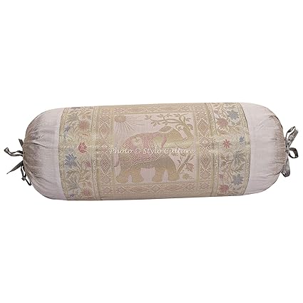 Stylo Culture Indian Polydupion Cylindrical Yoga Bolster Pillow