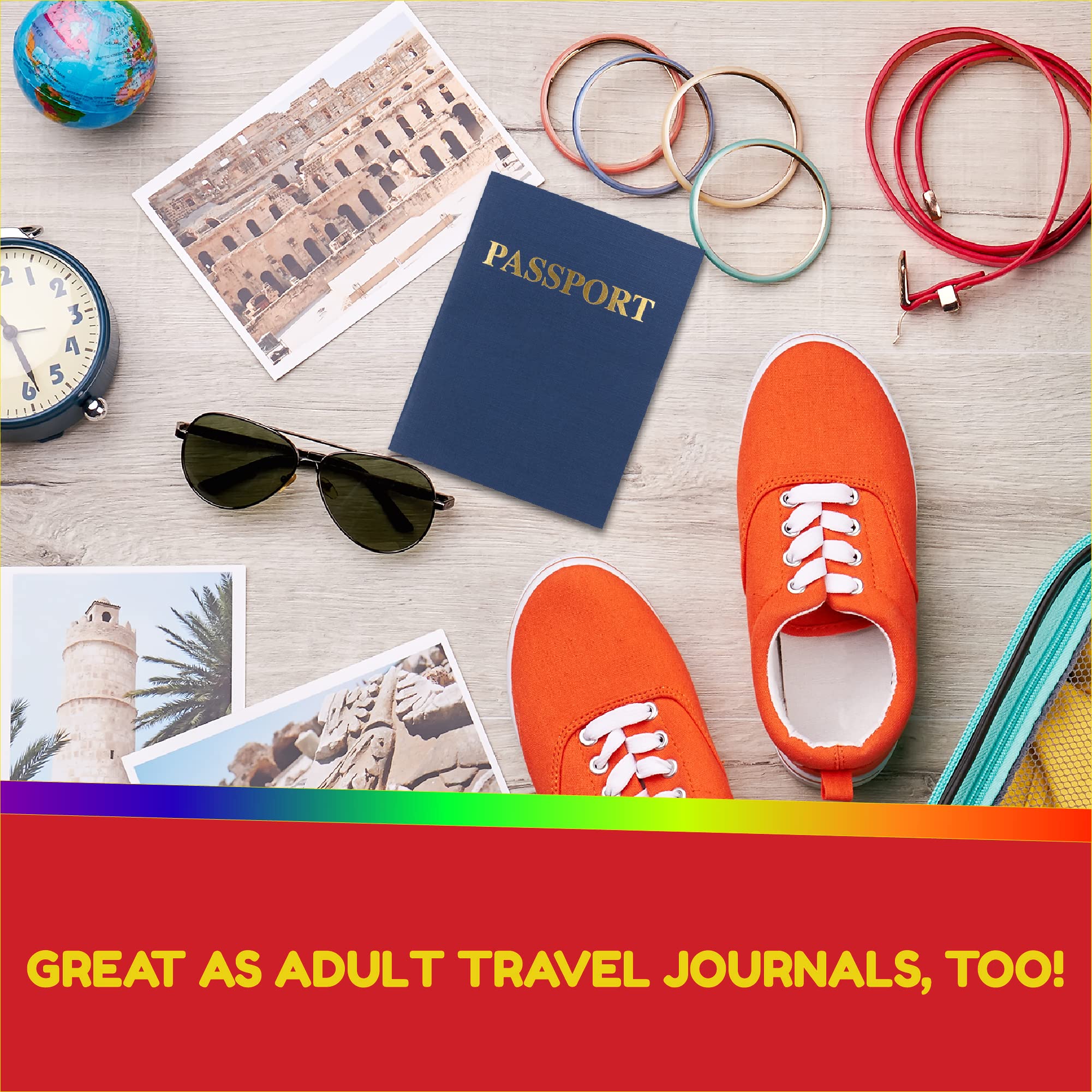 Hygloss 24 Blank Passport Books - 4.25 x 5.5-Inch - Fake Blue Passports - Travel Journal - Fun Pretend Activity for Kids - Classroom and Party Favors - Imaginary Travel - 24 Blank Pages - 24 Books