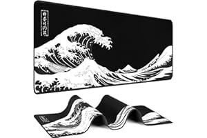 YUHIJOY Mouse Pad Gaming - Desk Mat for Keyboard and Mouse - Kanagawa Large Mouse Pad for Desk, Japanese Sea Wave Mousepad (31.5 x 11.8inch) with Non-Slip Base, Desks Pad Mat for Game, Office and Home