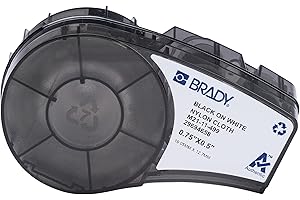 Brady Authentic (M21-11-499) Pre-Sized High-Adhesion Nylon Labels for Equipment, General ID, Lab, Wire/Cable, Black on White Material - Designed for M210, M210-LAB, and M211 Printers, 0.5"H x 0.75"W