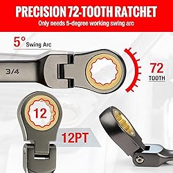 WORKPRO 8-piece Flex-Head Ratcheting Combination