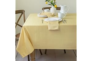 Benson Mills Textured Fabric Table Cloth, for Everyday Home Dining, Parties, Weddings & Spring Holiday Tablecloths (60" x 84" Rectangular, Sunshine/Yellow)