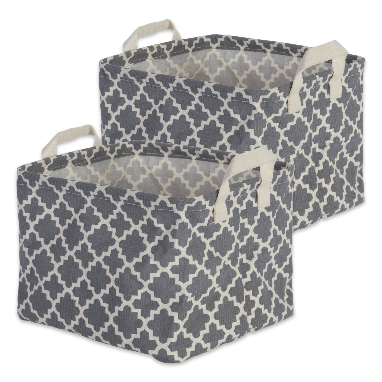 DII Laundry Storage Collection, PE Coated Collapsible Bin with Handles, Gray Lattice, Small Set, 9x12x8"
