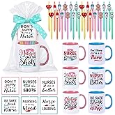 Baderke 6 Set Employee Appreciation Gifts Include Thank You Staff Mug Gift Set 12 oz Appreciation Mugs Inspirational Pens Tags for Employee Staff Team Group (Pink Blue,Nurse-1)