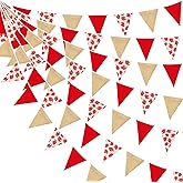 32Ft Strawberry Party Decorations Red Strawberry Burlap Triangle Flag Fabric Banner Pennant Garland Streamer for Berry Sweet Girls Birthday Wedding Engagement Baby Shower Rustic Party Decor Supplies