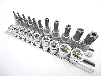 Amazon Co Jp いじり止め付きトルクスビットソケット E型トルクスソケットセット 雄トルクス 雌トルクス 花形ソケット 星型ソケット トルクスレンチ セット ネジ 外し 規格 種類 60日保証付 Diy 工具 ガーデン