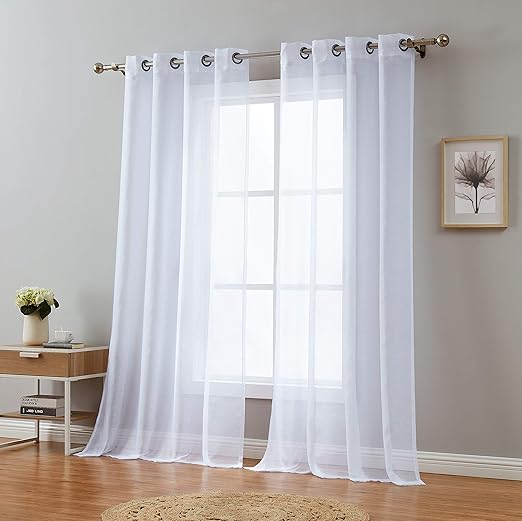 Amazon Com Red Co Semi Sheer White Curtains With Grommets 2