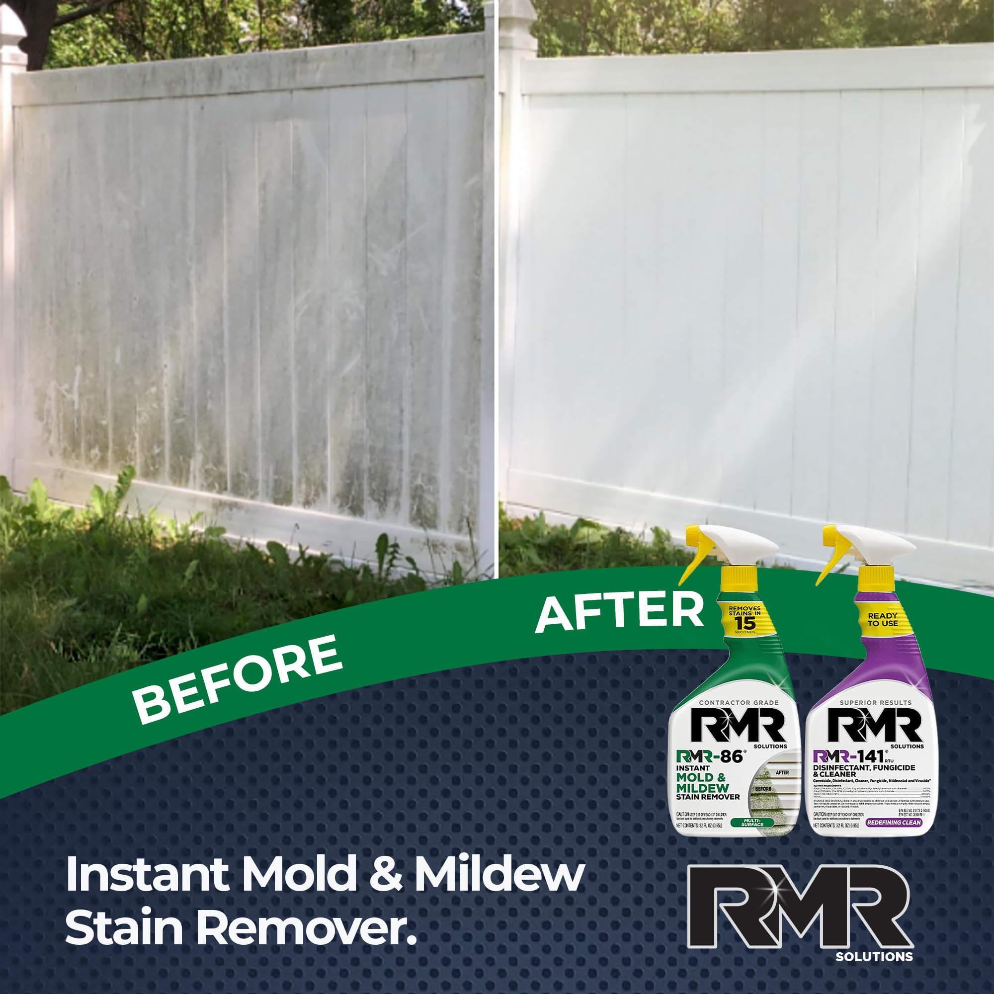 Condition photo showing New/Like New for rmr brands diy mold & stain remover bundle, complete mold killer & mildew prevention kit, disinfectant spray, includes 2-32 fluid ounce bottles 32 fl oz (pack of 2)