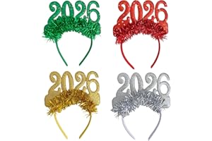 GONOSEED 【4 PCS】 Happy New Year Headband 2026 New Years Decorations New Year Eve Party Supplies 2026 New Years Eve Headband Party Favors Accessories NYE headband