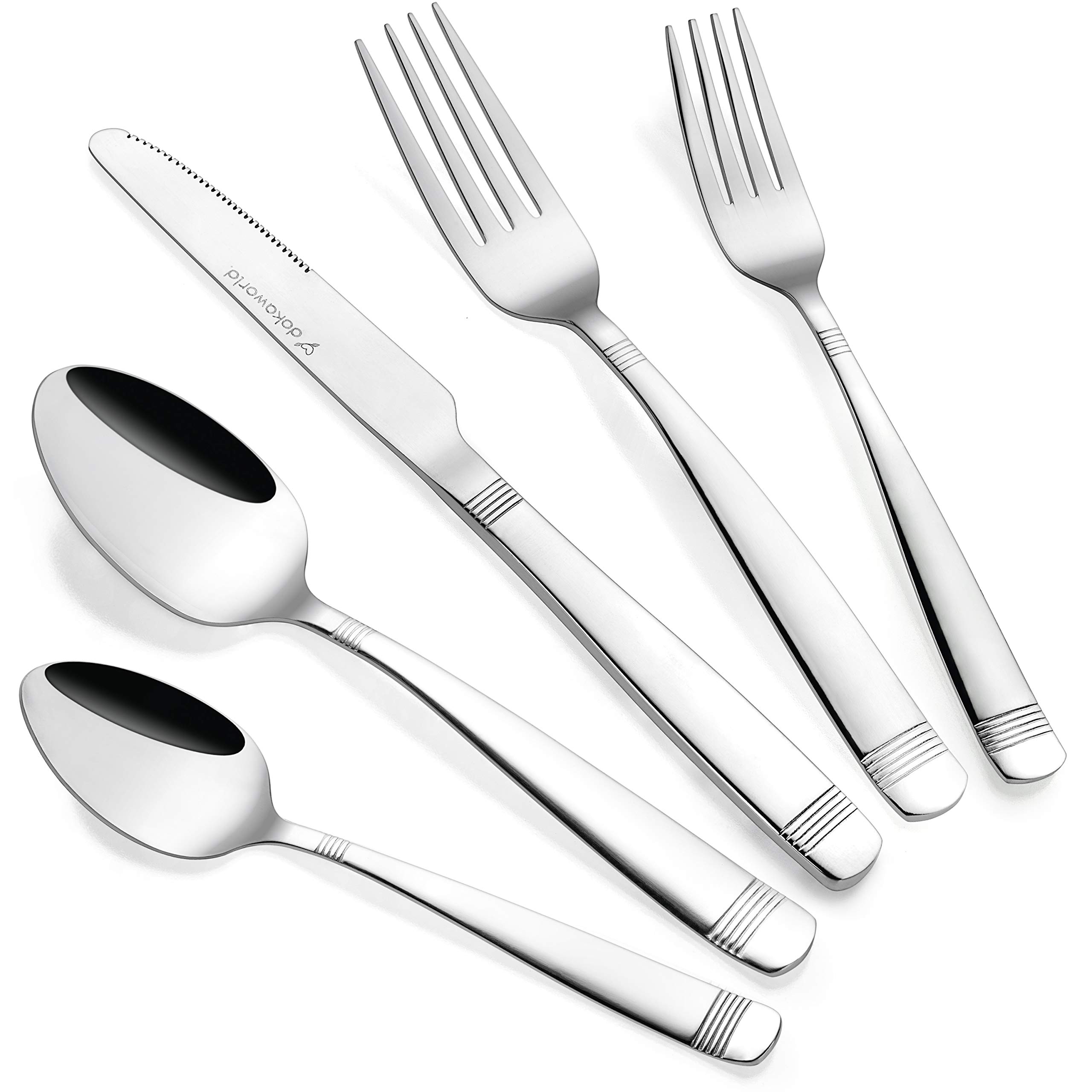 Photo 1 of dokaworld Stainless Steel Flatware - Silverware Set for 8-40 Piece Cutlery Set - 18/10 Flatware Set - Silverwear Set - Dinnerware Stainless Steel Flatware Set - Spoons and Forks Set Stainless Steel