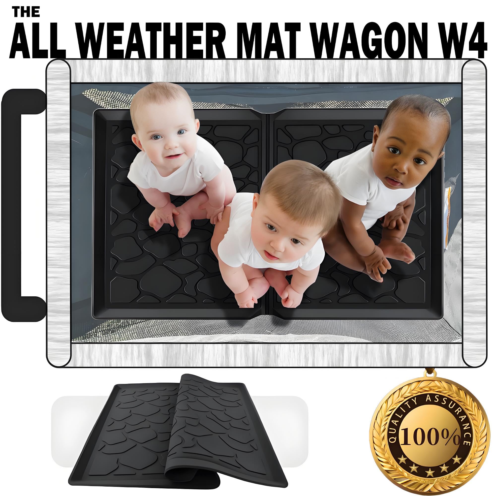 All Weather Silicone Stroller Wagon Mat - Waterproof Protective Liner for Sand, Dirt, Mud & Rain - Compatible with Wonderfold Wagon W4-33.6