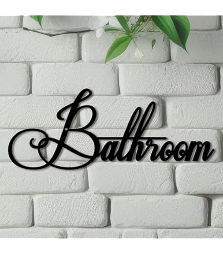 Black Metal Bathroom Door Topper – Left Side Sign For Farmhouse, Modern & Minimalist Decor
