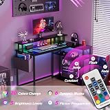 Yornoli L Shaped Desk with LED Lights and Power Outlet 118cm Corner Desk view 3