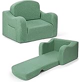 Airpanda Comfy Toddler Chair & Kids, 2-in-1 Soft Couch Fold Out for Kids, Toddler Chairs Comfy 1-3 Years Old, Convertible Plush Sofa to Lounger for Girls and Boys, Green