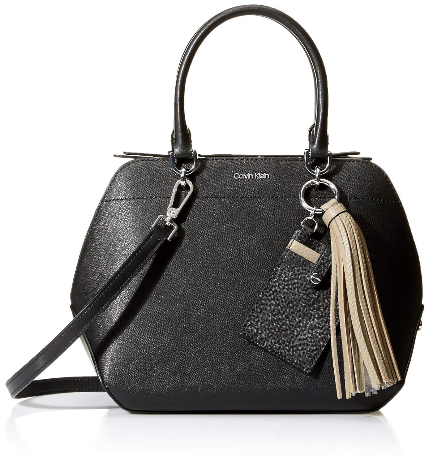 calvin klein susan saffiano leather satchel