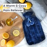 volila 3.5L Extra Large Hot Water Bottle with Blue Faux Fur Cover view 5
