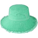 CHOK.LIDS Frayed Bucket Hats for Women Men Unisex Trendy Washed Cotton Floppy Wide Brim Boonie Outdoor Summer Beach Headwear