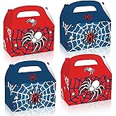 FLOLUVZ 16 PCS Spider Theme Party Favor Treat Boxes, Spider Goodie Boxes Gift Bags, Gable Candy Box for Cartoon Themed Birthday Party Supplies Decorations