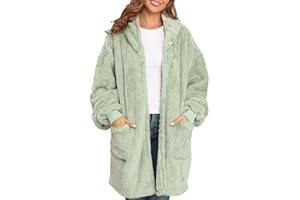 Argstar Hooded Cardigan for Women and Men, Oversized Sweatshirt Fuzzy Fleece Blanket Hoodie Jacket - One Size Fits All
