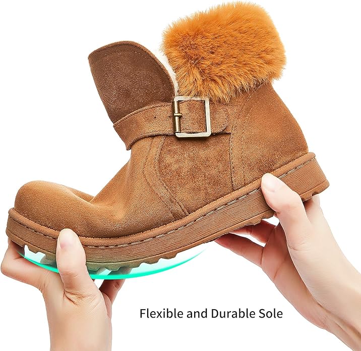 AOMAIS Womens Winter Booties Brown US6
