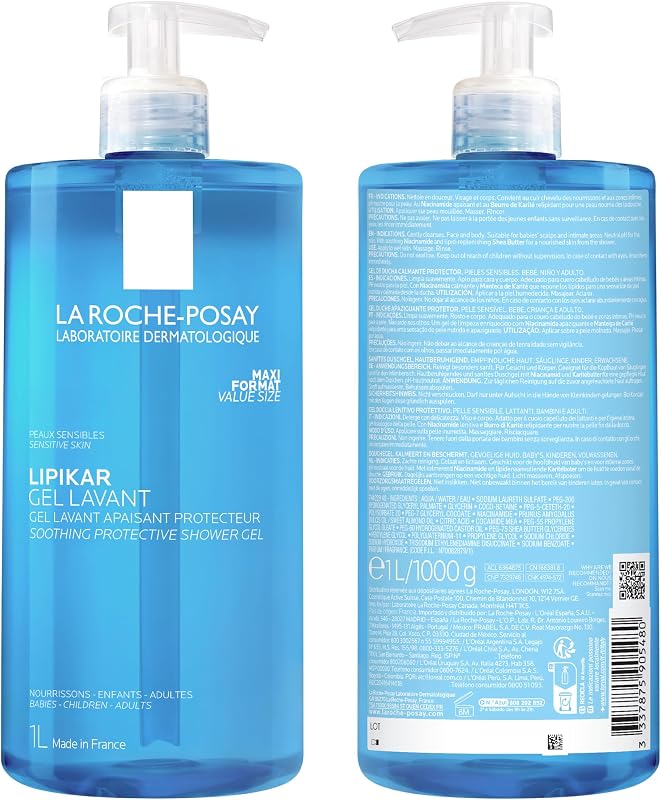, Lipikar Gel Lavant, Gel de Ducha Calmante, 1000 ml