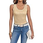 Fazortev Women's Sequin Tank Tops Sleeveless Scoop Neck Sparkly Sexy Party Camisole Vest