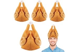 Geyoga 4 Pcs Thanksgiving Turkey Hats for Adults Plush Turkey Hat with Legs Headband for Carnival Cosplay Thanksgiving Party