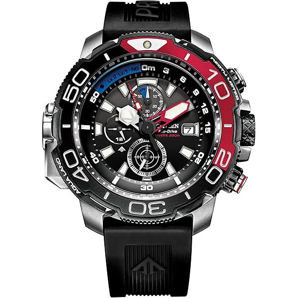 CITIZEN Mens Promaster Aqualand Silver-Tone Case Black Dial