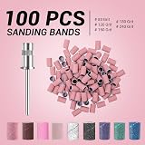 MelodySusie 100 Pcs Nail Drill Bits Sanding Bands 80 Grit for Acrylic Gel view 2