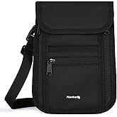Hanke Passport Holder, Travel Wallet for Womens and Men, Neck Wallet Hidden Passport Pouch for Travel Adjustable Lightweight Thin with 6 compartments (Black)