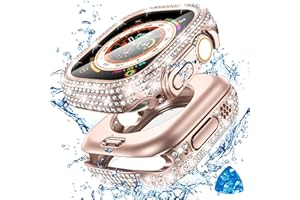 Tensea [2 in 1 for Waterproof Apple Watch Screen Protector Case Ultra 3/Ultra 2/Ultra 49mm Accessories, 360 iWatch Diamond Front Bumper with Glass Film and Back Bumper, Bling Face Cover Women, 49 mm