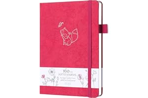 SeQeS Bullet Dotted Journal - A5 Dot Grid Notebook with pages number,160gsm Bleedproof Paper,Silver Edge and PU leather Hardcover Bullet Journals, and journaling