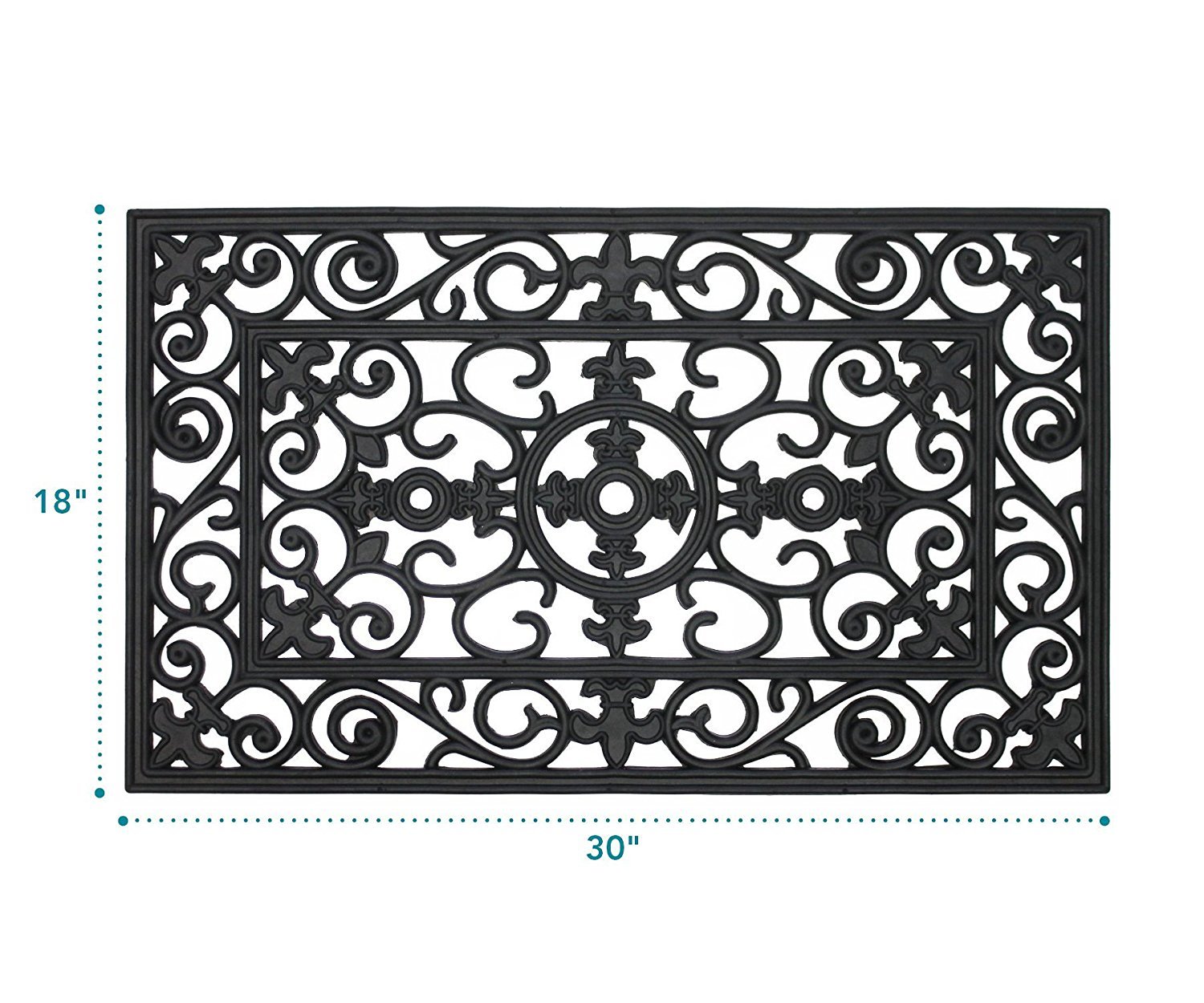 MILLIARD Rubber Door Mat, 'Lilly' Design Decorative Rubber