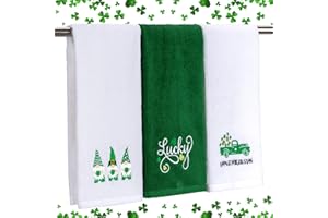 Woiqeuwr 3 Pcs St. Patrick's Day Hand Towels Embroidered Decorative Lucky Shamrock 100% Cotton Bath Towel for Bathroom Home Kitchen Decor Housewarming Gifts 13.4" x 29.5"