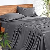 NATUREFIELD 100% Rayon Viscose Derived from Bamboo Sheets Set - Gray Queen Size 4 Piece- Hotel Luxury Silky-Smooth Feel,Cooling Breathable, for Hot Sleepers, 16" Deep Pocket, 240 Thread Count.