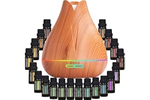 PURE DAILY CARE Aromatherapy Essential Oil Diffuser Gift Set - 400ml Ultrasonic Diffuser with 20 Essential Plant Oils - 4 Timer & 7 Ambient Light Settings - Therapeutic Grade