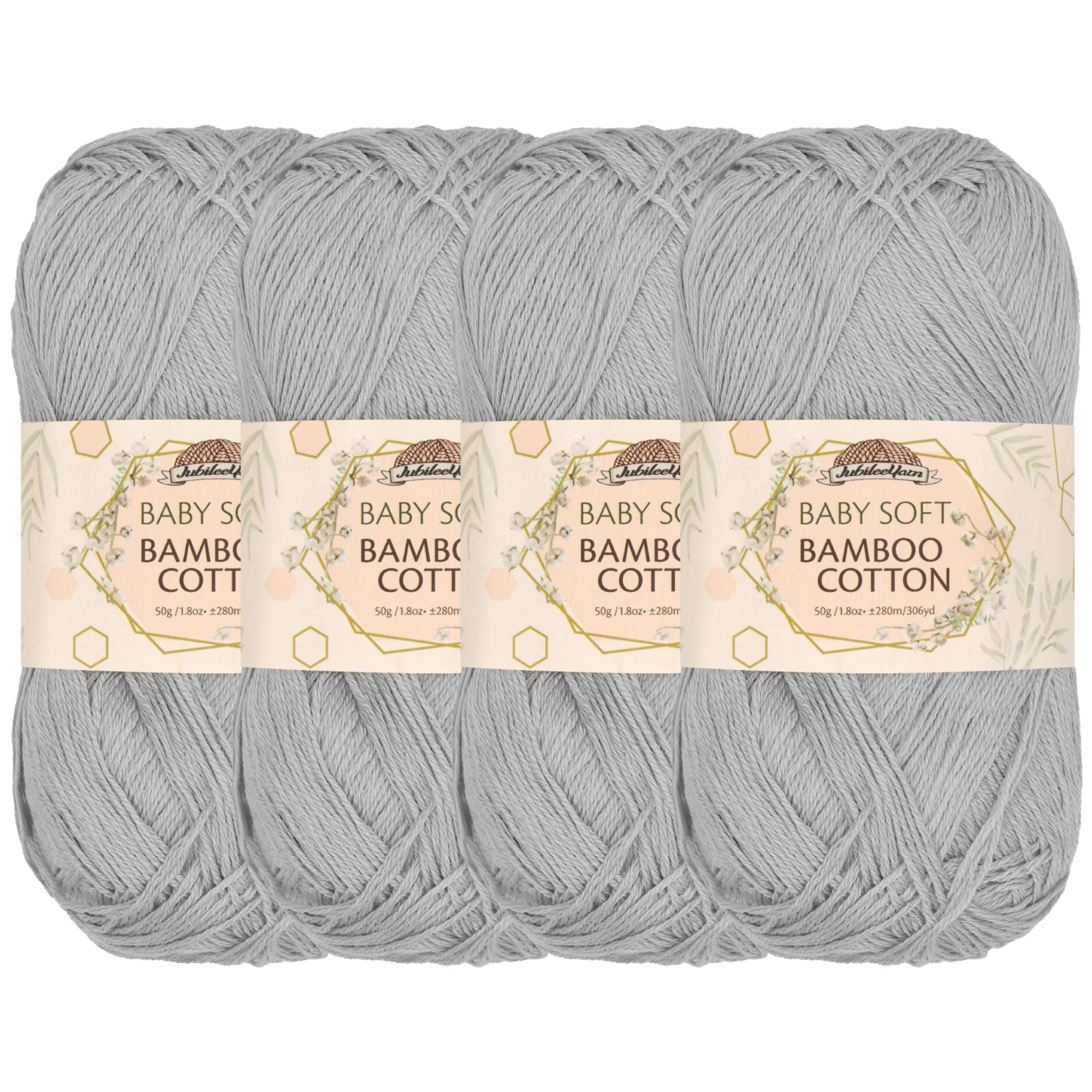 JubileeYarn Baby Soft Bamboo Cotton Yarn - 50g/Skein - Cloudy Grey - 4 Skeins — image 1