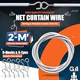 G4GADGET 2M Net Curtain Wire with 6 Hooks & 6 Eyes – Strong & Flexible view 2