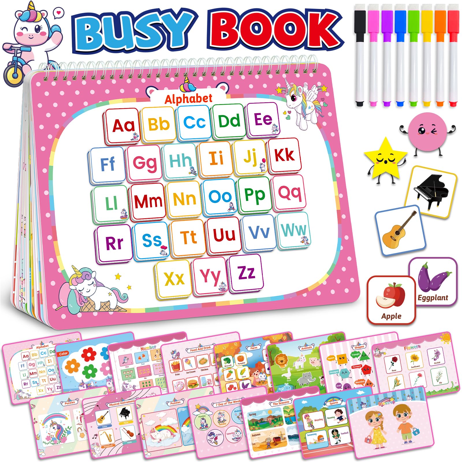 Benresive Montessori Preschool Busy Book for Toddlers 3-5, Preschool Learning Activities, Educational Toys Gifts Ages 3 and Up, Autism Sensory Travel Toys Easter Basket Stuffers for Toddlers